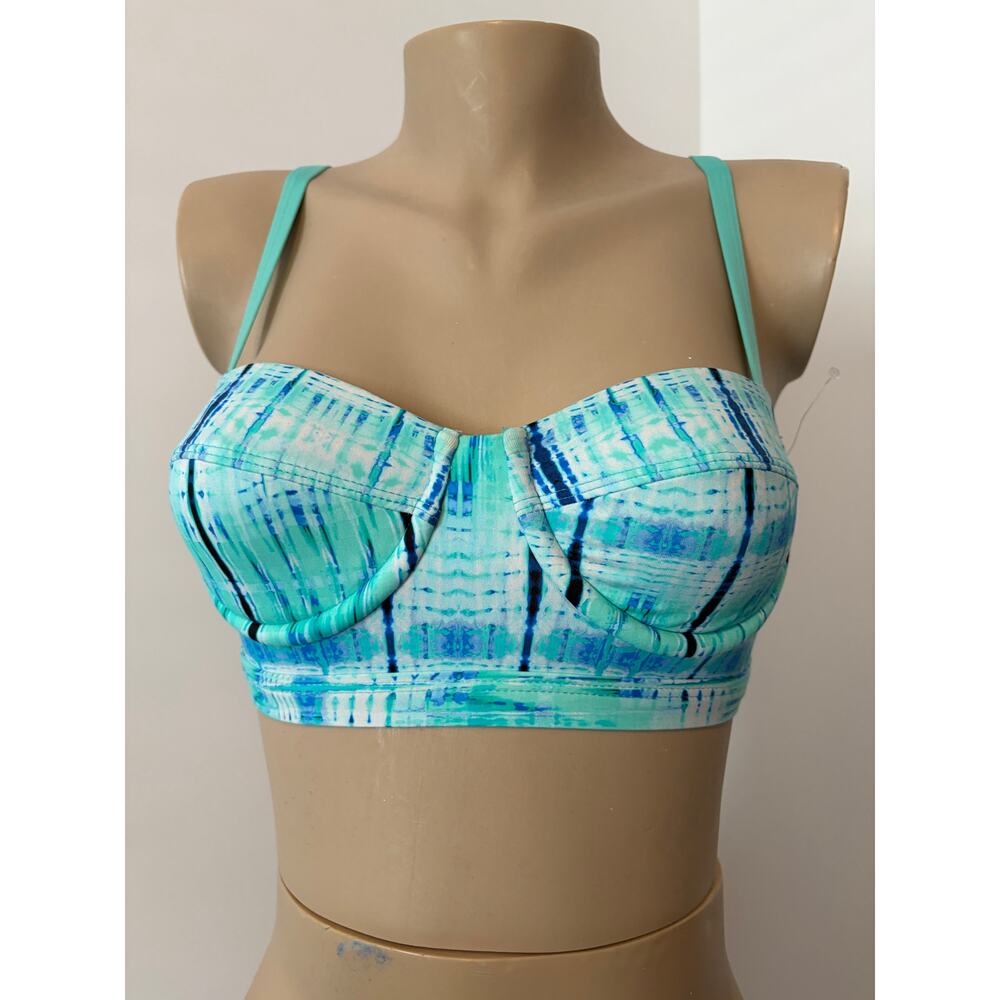 Ella Moss Underwire Molded Longline Bikini Top Size S Aqua